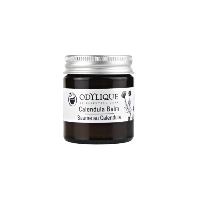 Odylique Baume au Calendula 20g – pot brun format voyage, couvercle argenté