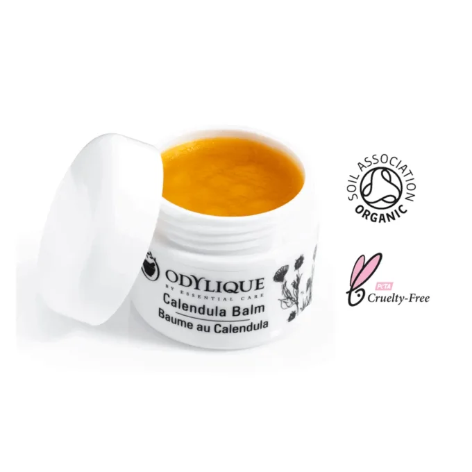 Odylique Baume au Calendula 50g ouvert – baume jaune orangé, certifié bio, cruelty-free