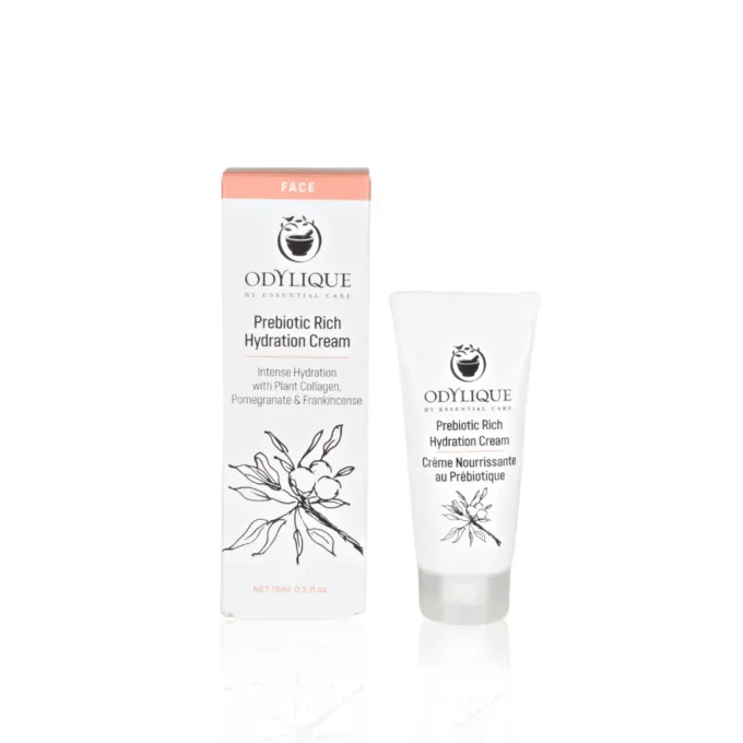 Odylique Crème Nourrissante au Prébiotique 15ml – tube et boîte format voyage