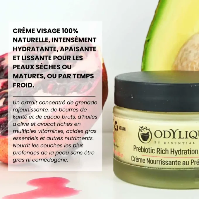 Odylique Crème Nourrissante au Prébiotique – hydratante intense pour peaux sèches ou matures