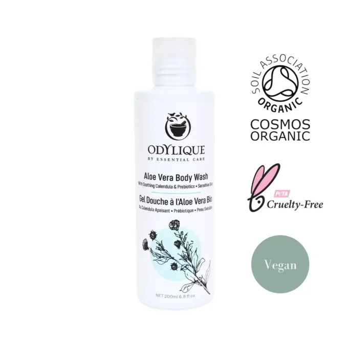 Odylique Gel Douche Aloe Vera Bio 200ml – certifié Cosmos Organic, vegan, cruelty-free