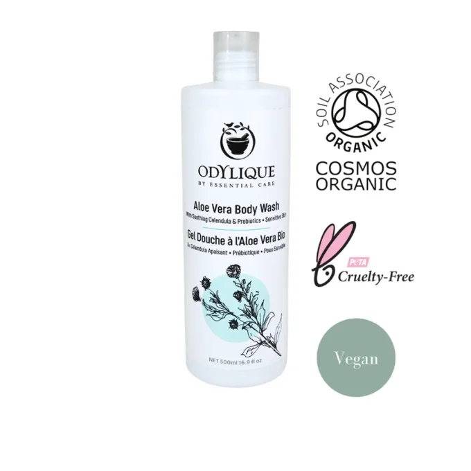 Odylique Gel Douche Aloe Vera Bio 500ml – certifié Cosmos Organic, vegan, cruelty-free