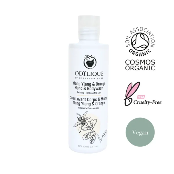 Odylique Gel Douche Ylang-Ylang & Orange Bio 200ml – certifié Cosmos Organic, vegan, cruelty-free