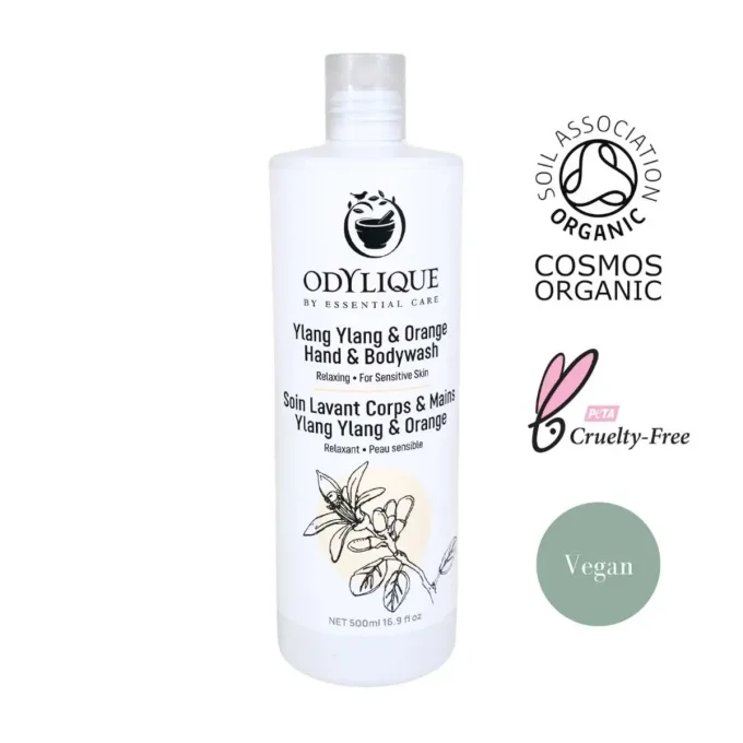 Odylique Gel Douche Ylang-Ylang & Orange Bio 500ml – certifié Cosmos Organic, vegan, cruelty-free