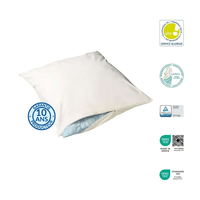 Housse anti-acariens oreiller Softsan Extra Doux – certifiée TÜV, OEKO-TEX, Service Allergie