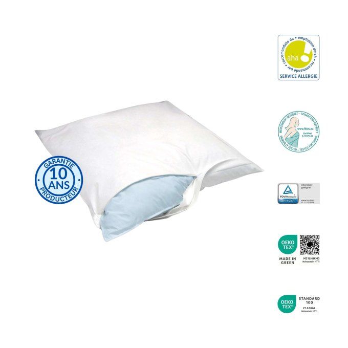 Housse anti-acariens pour oreiller Softsan Protect Plus avec certifications OEKO-TEX, TÜV, SAS et FK