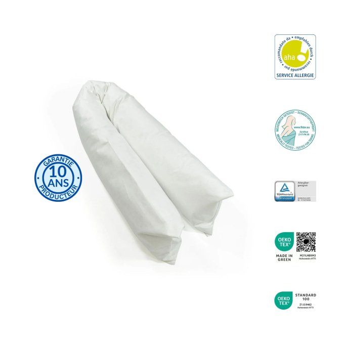 Housse anti-acariens traversin Softsan Protect Plus avec labels et garantie 10 ans