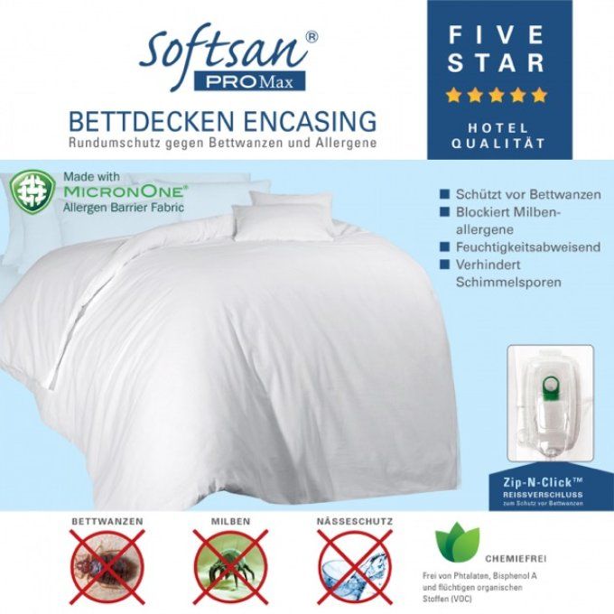 Housse de couette Softsan ProMAX anti-punaises de lit avec barrière anti-allergènes MicronOne et fer
