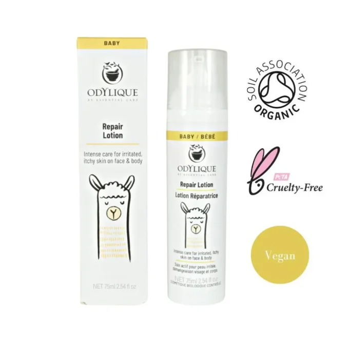 Lotion Réparatrice Bébé Odylique 75ml bio Soil Association vegan cruelty-free