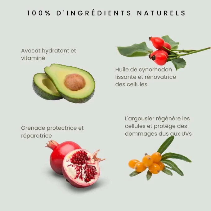 Odylique Sérum Concentré aux Superfruits échantillon – ingrédients bio avocat, cynorhodon, grenade,