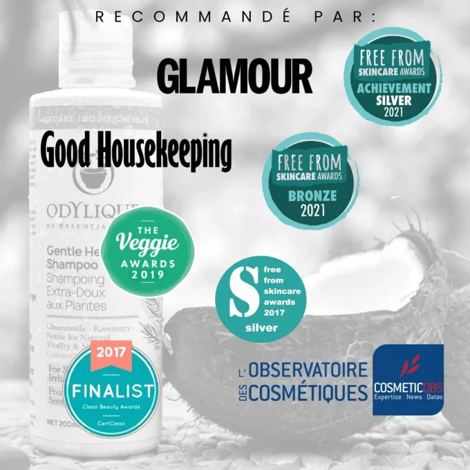 Shampoing Plantes Odylique récompensé Glamour Good Housekeeping Free From Awards