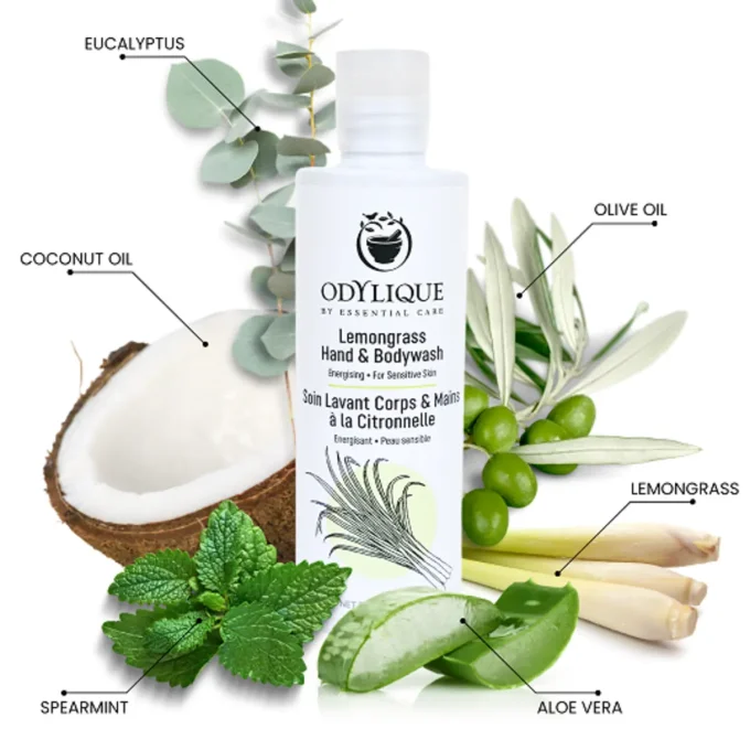 Odylique Soin Lavant Citronnelle – ingrédients coco, aloe vera, eucalyptus, citronnelle, olive