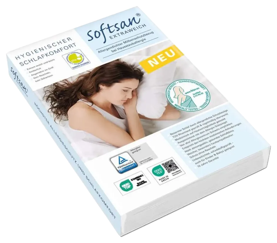 Emballage housse de lit anti-acariens Softsan Extra doux, certifiée TÜV et OEKO-TEX